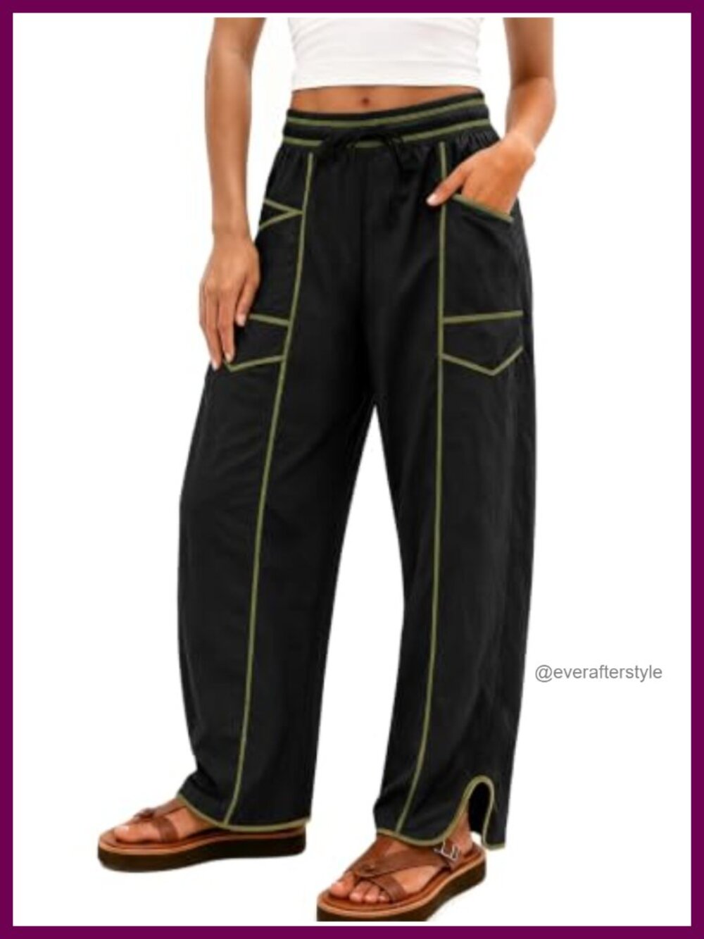 Yousify Womens Baggy Barrel Wide Leg Sweatpants Drawstring Woven Active Pants